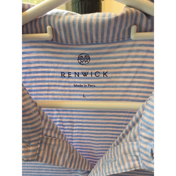 Renwick Golf Shirt Size Large Blue/Pink Striped Sleeveless Top Athletic Collared - Picture 3 of 4